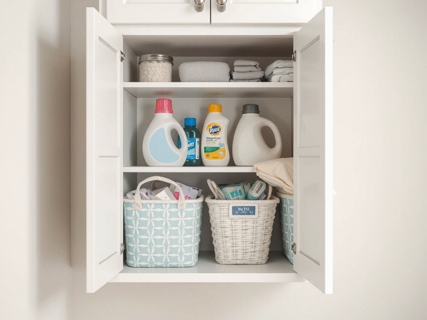 Organizing laundry supplies in compact homes